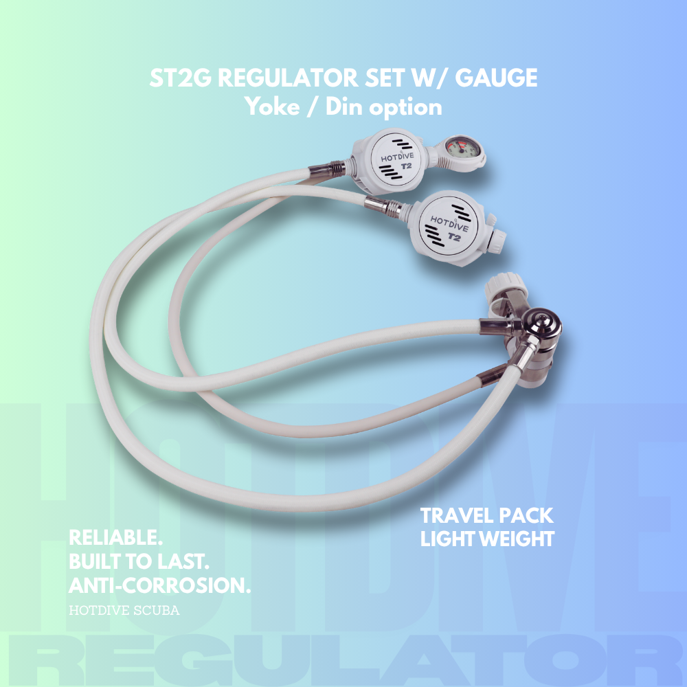 Hotdive Scuba ST2G Travel Pack Dive Regulator Set - White
