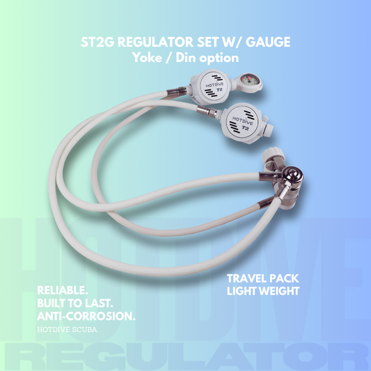 Hotdive Scuba ST2G Travel Pack Dive Regulator Set - White
