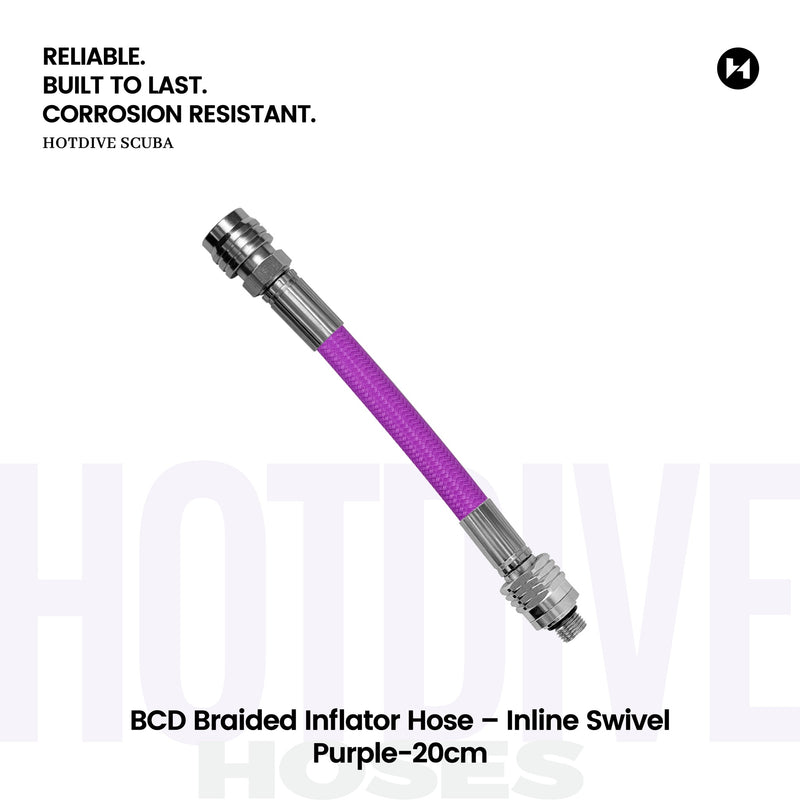 BCD Braided Inflator Hose – Inline Swivel - 18
