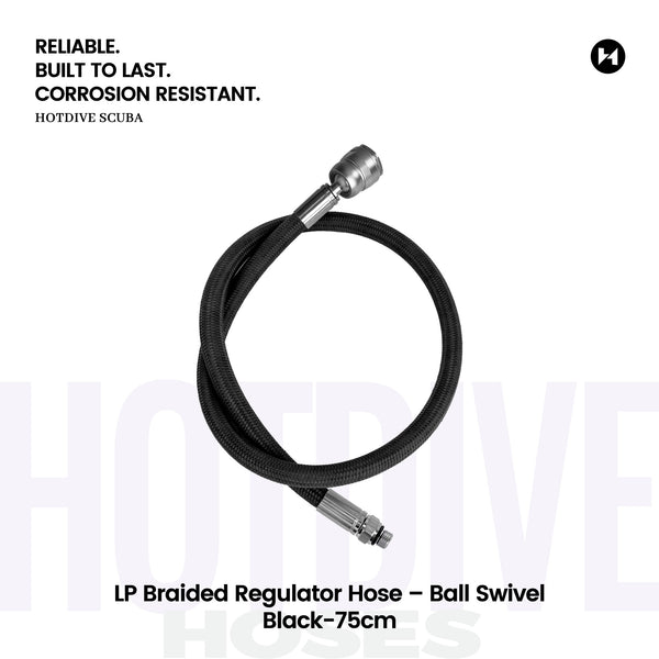 LP Braided Regulator Hose – Ball Swivel, Black, 75 cm — LP11-S-75-B