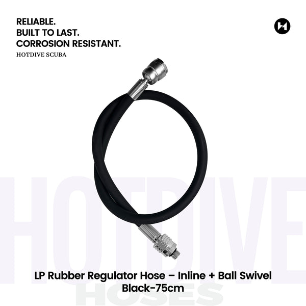 LP Rubber Regulator Hose – Inline + Ball Swivel, Black, 75 cm — LP10-SA-75-B