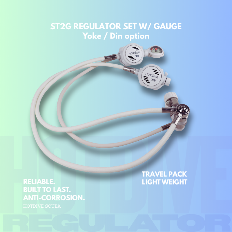 Hotdive Scuba ST2G Travel Pack Dive Regulator Set - White - 1