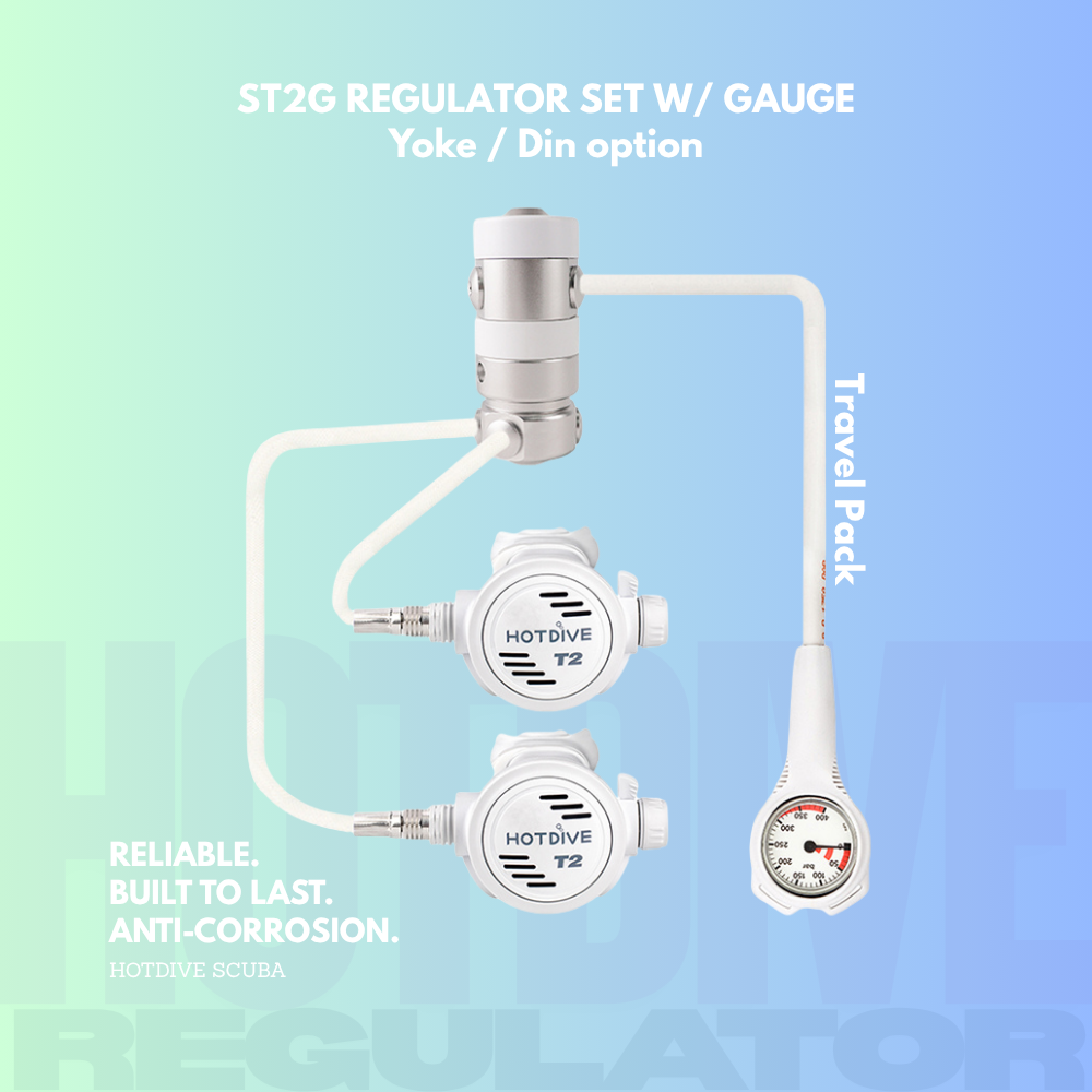 Hotdive Scuba ST2G Travel Pack Dive Regulator Set - White