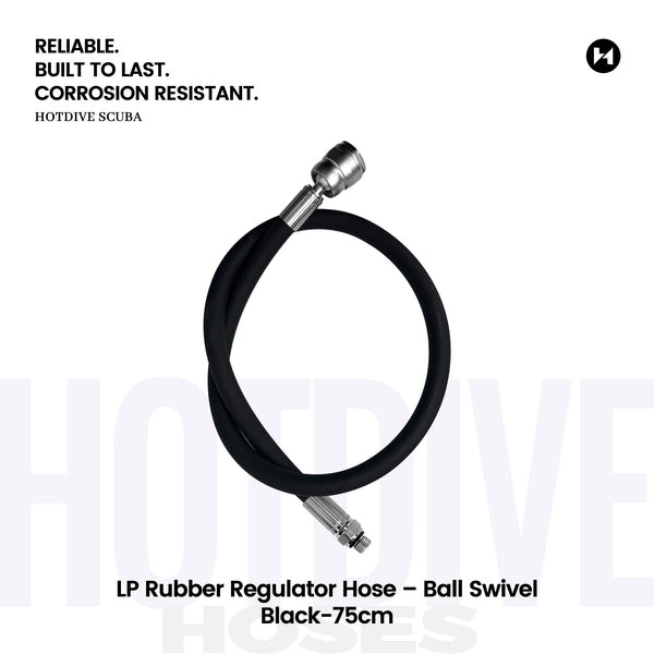 LP Rubber Regulator Hose – Ball Swivel, Black, 75 cm — LP10-S-75-B