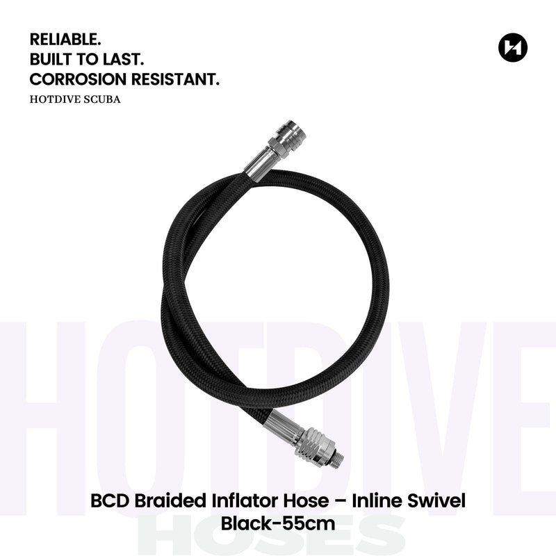 BCD Braided Inflator Hose – Inline Swivel - 22