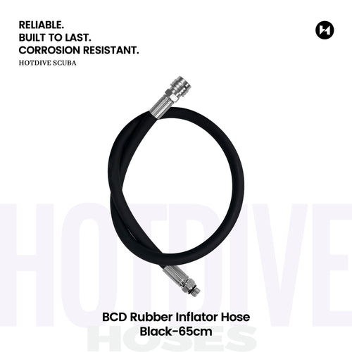 BCD Rubber Inflator Hose, Black, 65 cm — BC10-65-B