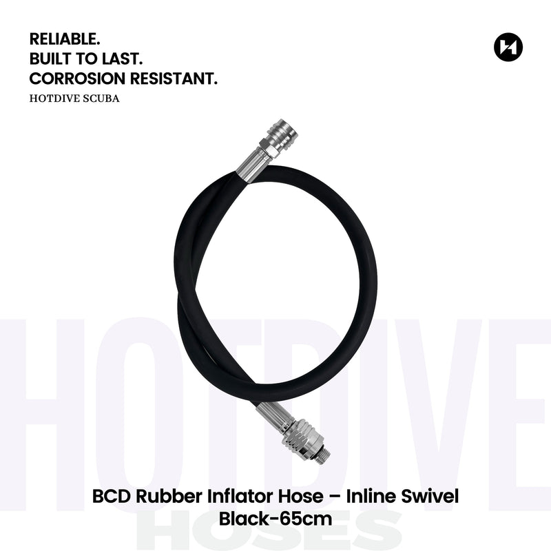 BCD Rubber Inflator Hose – Inline Swivel - 1