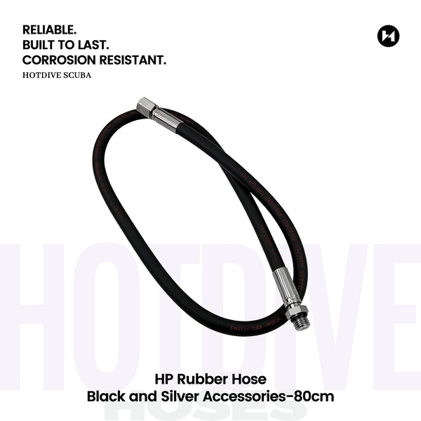 HP Rubber Hose, Black / Silver Fittings, 80 cm — HP10-80-BS