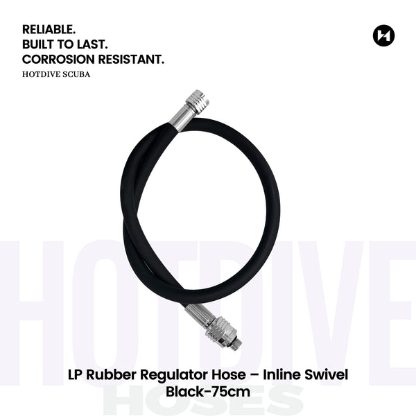 LP Rubber Regulator Hose – Inline Swivel, Black, 75 cm — LP10-A-75-B